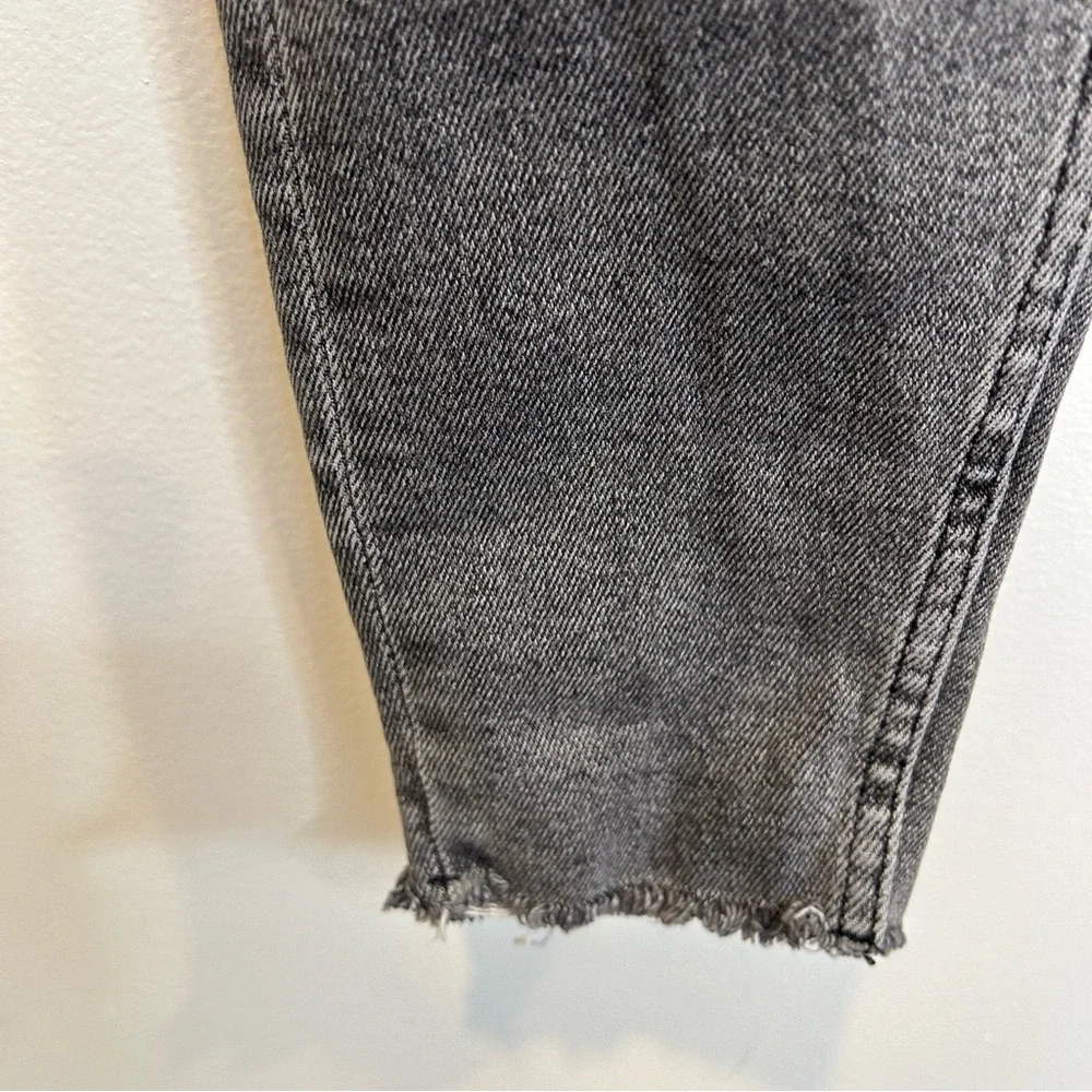 Zara Midrise Raw Hem Slim Jeans Washed Black - Picture 3 of 7